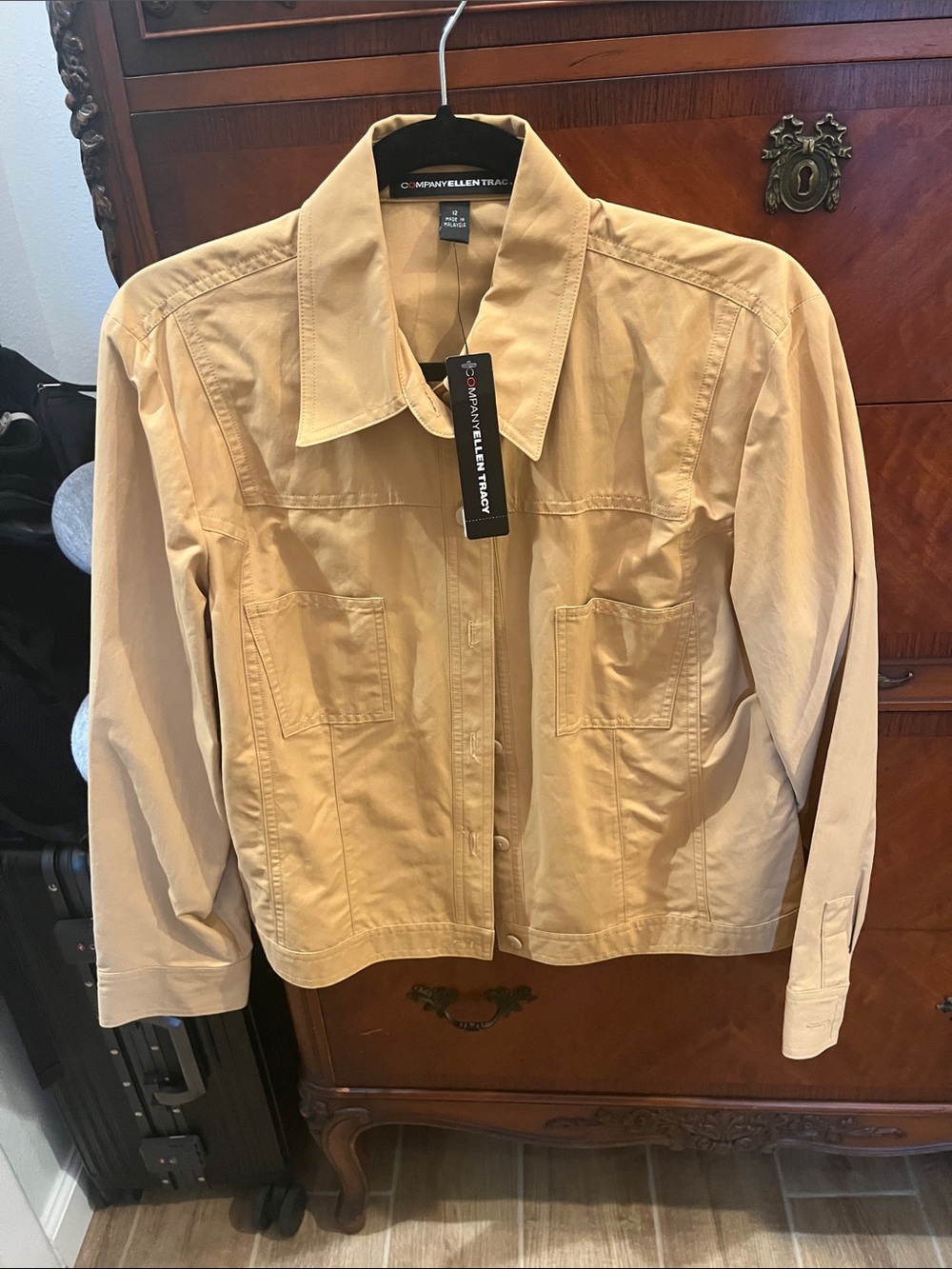 Eileen Fisher Beige Cotton Utility Jacket
